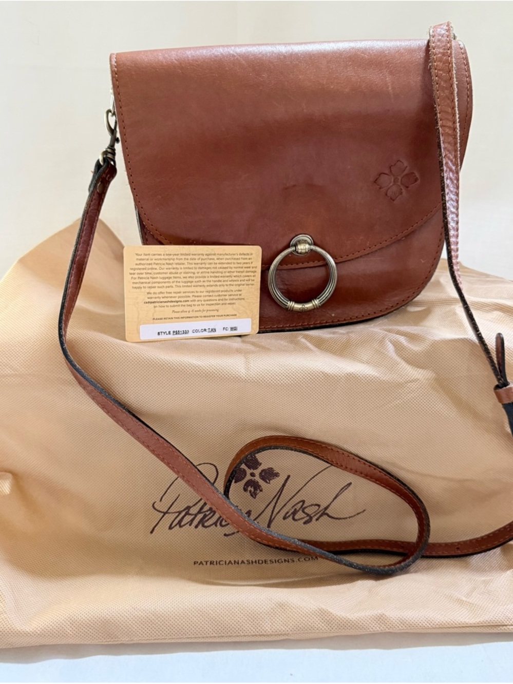 Patricia Nash Brown Tan Leather Crossbody Saddle Bag Style P551333 - Picture 2 of 13